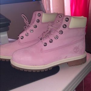 Kids timberlind boots pink and white exclusive